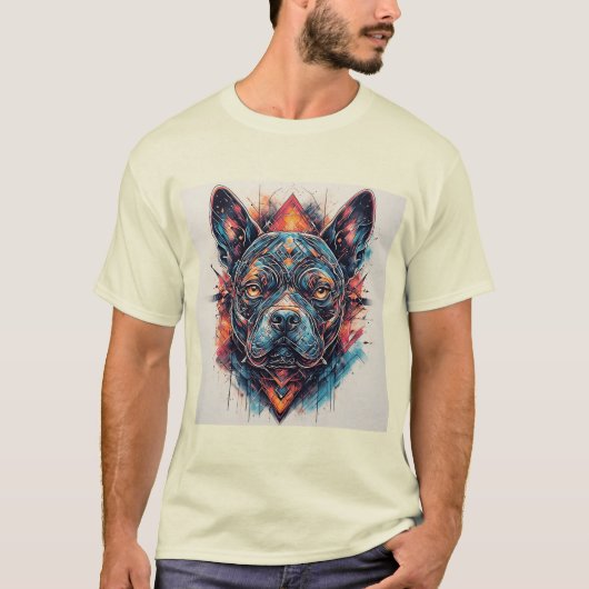 モダンアブストラクトデザインの犬 Tシャツ (正面)