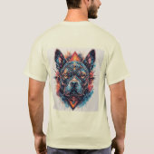 モダンアブストラクトデザインの犬 Tシャツ (裏面)
