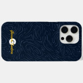 モダンアブストラクトネイビーパターンのモノグラム Case-Mate iPhoneケース (裏面 (横))