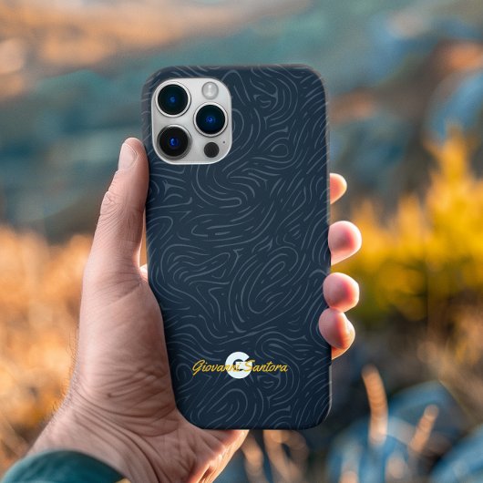 モダンアブストラクトネイビーパターンのモノグラム Case-Mate iPhoneケース