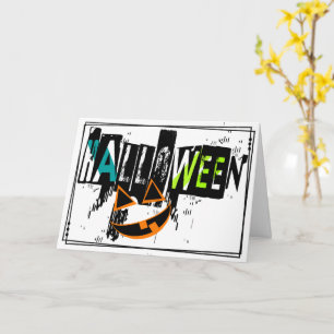 モダンアブストラクトパンプキンスマイルハロウィンカード カード