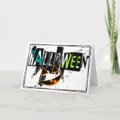 モダンアブストラクトパンプキンスマイルハロウィンカード カード (正面)