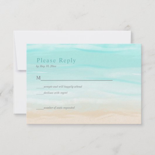 モダンアブストラクトビーチウェディング・ＲＳＶＰカード 出欠カード (正面)
