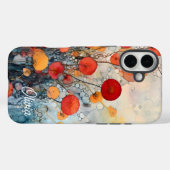 モダンアブストラクトフラワーズ 名前入り Case-Mate iPhoneケース (裏面 (横))