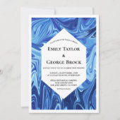 モダンアブストラクトブルーオイルペイントミニマルウェディング 招待状 (正面)