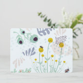 モダンアブストラクトボタニカル イエロー ビリーボタン 招待状 (スタンド正面)