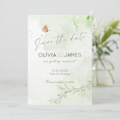 モダンアブストラクトリーフでおめでたい日を発表しよう - ウェディングカード 招待状 (スタンド正面)