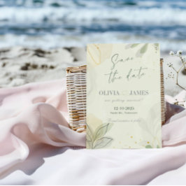 モダンアブストラクトリーフでおめでたい日を発表しよう - ウェディングカード 招待状