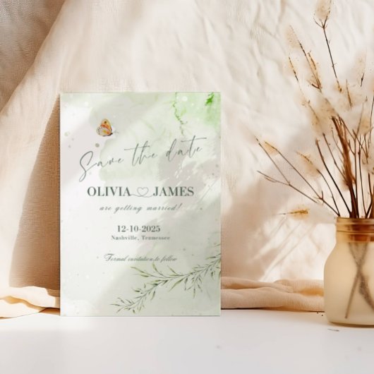 モダンアブストラクトリーフでおめでたい日を発表しよう - ウェディングカード 招待状