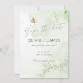 モダンアブストラクトリーフでおめでたい日を発表しよう - 結婚式のSave the Dateカード 招待状 (正面)