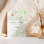 モダンアブストラクトリーフでおめでたい日を発表しよう - 結婚式のSave the Dateカード 招待状