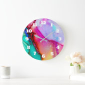 モダンアブストラクト大理石水彩デザイン ラージ壁時計 (ホーム)