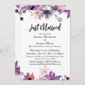 モダンアブストラクト水彩フラワーズ  結婚しました 招待状 (正面/裏面)
