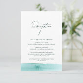 モダンアブストラクト水彩海洋ウェディングレセプション エンクロージャーカード (スタンド正面)