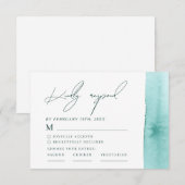 モダンアブストラクト水彩海辺のウェディング 出欠カード (正面/裏面)