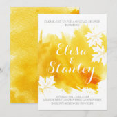 モダンアブストラクト水彩黄色カップルシャワー 招待状 (正面/裏面)