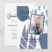 モダンアブストラクト筆跡卒業 招待状 (正面/裏面)