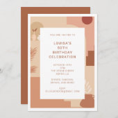 モダンアブストラクト50歳の誕生日アースカラージオメトリック 招待状 (正面/裏面)