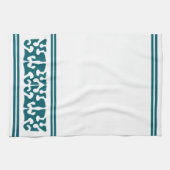 モダンアブストラクト ダークターコイズ シェイプ アート キッチンタオル (横)