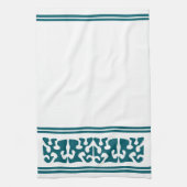 モダンアブストラクト ダークターコイズ シェイプ アート キッチンタオル (縦)