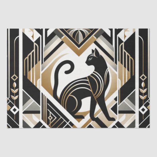 モダンアブストラクト デコレーション キャット ティッシュペーパー 薄葉紙 (正面)