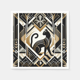 モダンアブストラクト デコレーション ブラックキャット ナプキン スタンダードカクテルナプキン