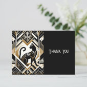 モダンアブストラクト デコレーション 猫 サンクスカード サンキューカード (スタンド正面)