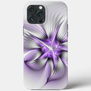 モダンアブストラクト フラワーエレガンス 紫のフラクタルアート iPhone 13 PRO MAXケース