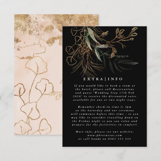 モダンアブストラクト ボタニカル ユーカリ オニックス 情報 エンクロージャーカード (正面/裏面)