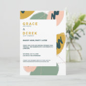 モダンアブストラクト 今すぐ結婚 後でお祝い ウェディング 招待状 (スタンド正面)