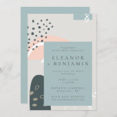 モダンアブストラクト 遊び心あふれるパステル アブストラクト ウェディング 招待状 (正面/裏面)