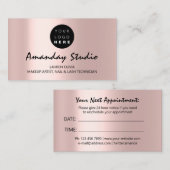 モダンアポイントメントカードピンクローズカスタムロゴ 名刺 (正面/裏面)