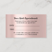 モダンアポイントメントカードピンクローズカスタムロゴ 名刺 (裏面)