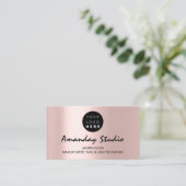 モダンアポイントメントカードピンクローズカスタムロゴ 名刺 (スタンド正面)