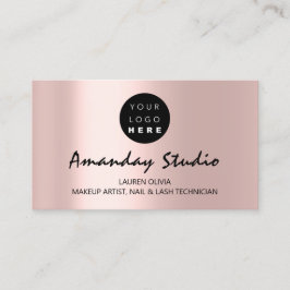 モダンアポイントメントカードピンクローズカスタムロゴ 名刺