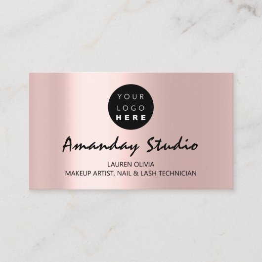 モダンアポイントメントカードピンクローズカスタムロゴ 名刺 (正面)