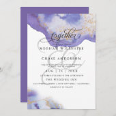 モダンアメシストウォーターカラージェオード  裸足の花嫁™ 招待状 (正面/裏面)