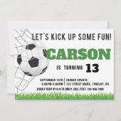 モダンアメリカサッカー ボールスポーツ バースデーパーティー 招待状 (正面)