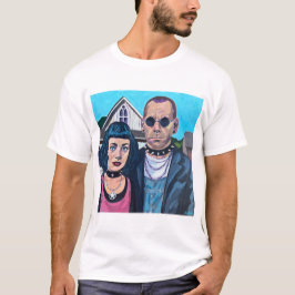 モダンアメリカンゴシックアート - グラント・ウッズにインスパイアされた Tシャツ