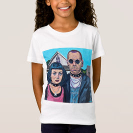 モダンアメリカン・ゴシックアート - グラント・ウッズにインスパイアされた Tシャツ