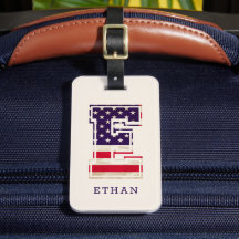 モダンアメリカ国旗モノグラム E