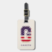 モダンアメリカ国旗モノグラムG ラゲッジタグ (正面縦)