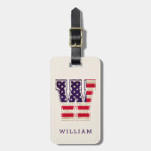 モダンアメリカ国旗モノグラムW ラゲッジタグ (正面縦)