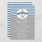 モダンアンカー Nautical セーリングボーイ ベイビーシャワー 招待状 (正面/裏面)
