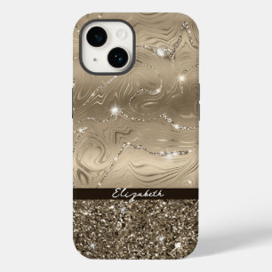 モダンアンティーク金ゴールドフェイクグリッターモノグラムケース Case-Mate iPhone 14ケース
