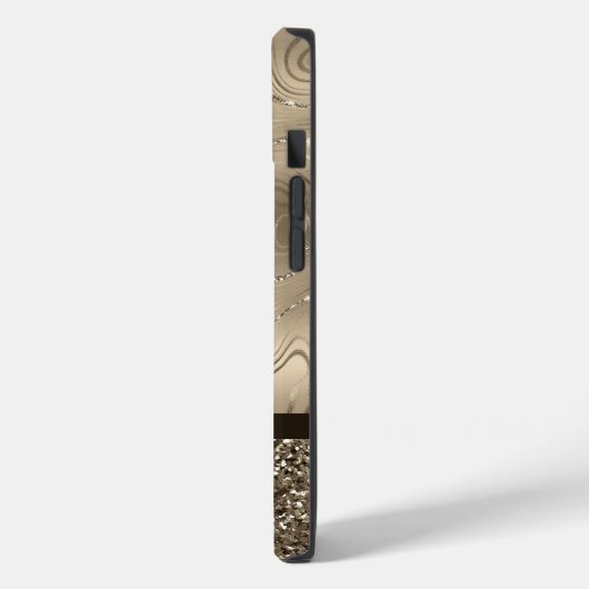 モダンアンティーク金ゴールドフェイクグリッターモノグラムケース Case-Mate iPhoneケース (裏面 / 左)