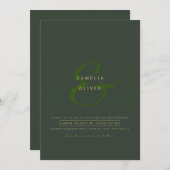 モダンアンパサンド結婚式招待QRコードRSVP 招待状 (正面/裏面)