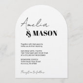 モダンアーチの結婚式 ミニマリスト ブラック&ホワイト 招待状 (正面)