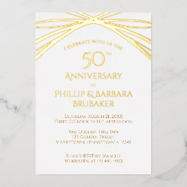 モダンアーチゴールデン50結婚周年記念パーティー 箔招待状