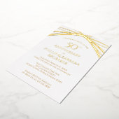 モダンアーチゴールデン50結婚周年記念パーティー 箔招待状 (回転した状態)